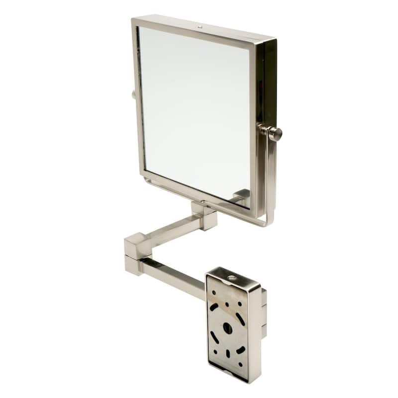 ALFI brand ABM8WS-BN 8" Square Wall Mounted 5x Magnify Cosmetic Mirror - Grey