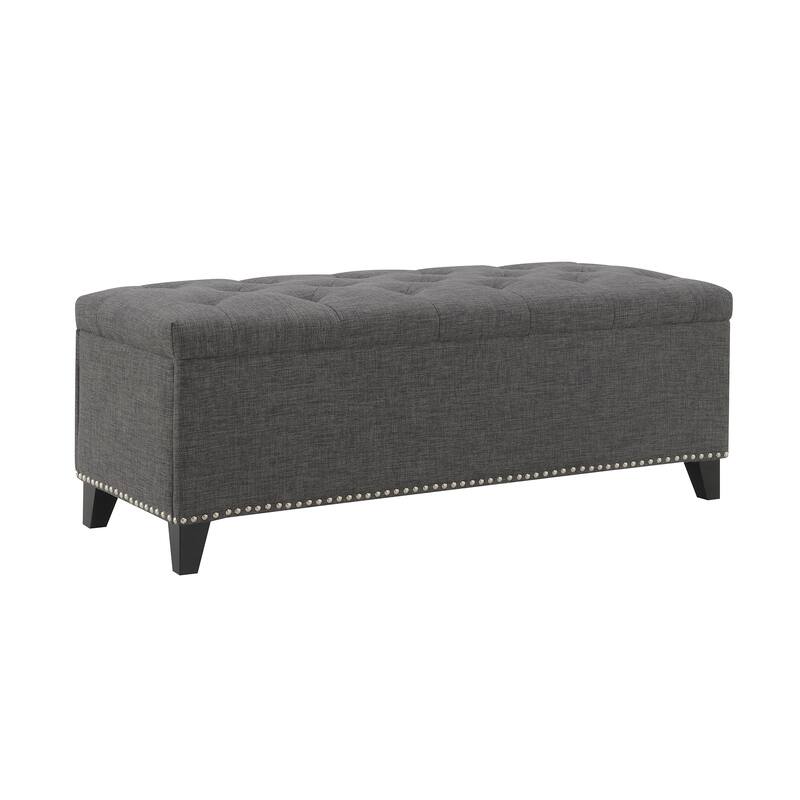 47.5" Linen Button-Tufted Storage Ottoman with Safety Close Hinge