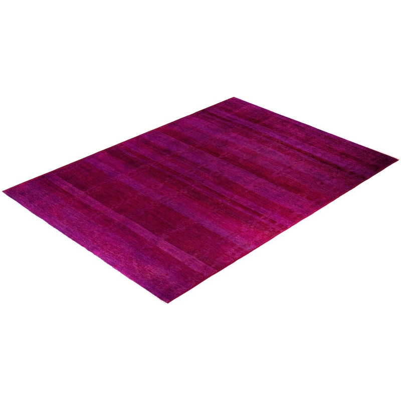 Overdyed One-of-a-Kind Hand-Knotted Area Rug - Purple - 9' 10" x 13' 10"