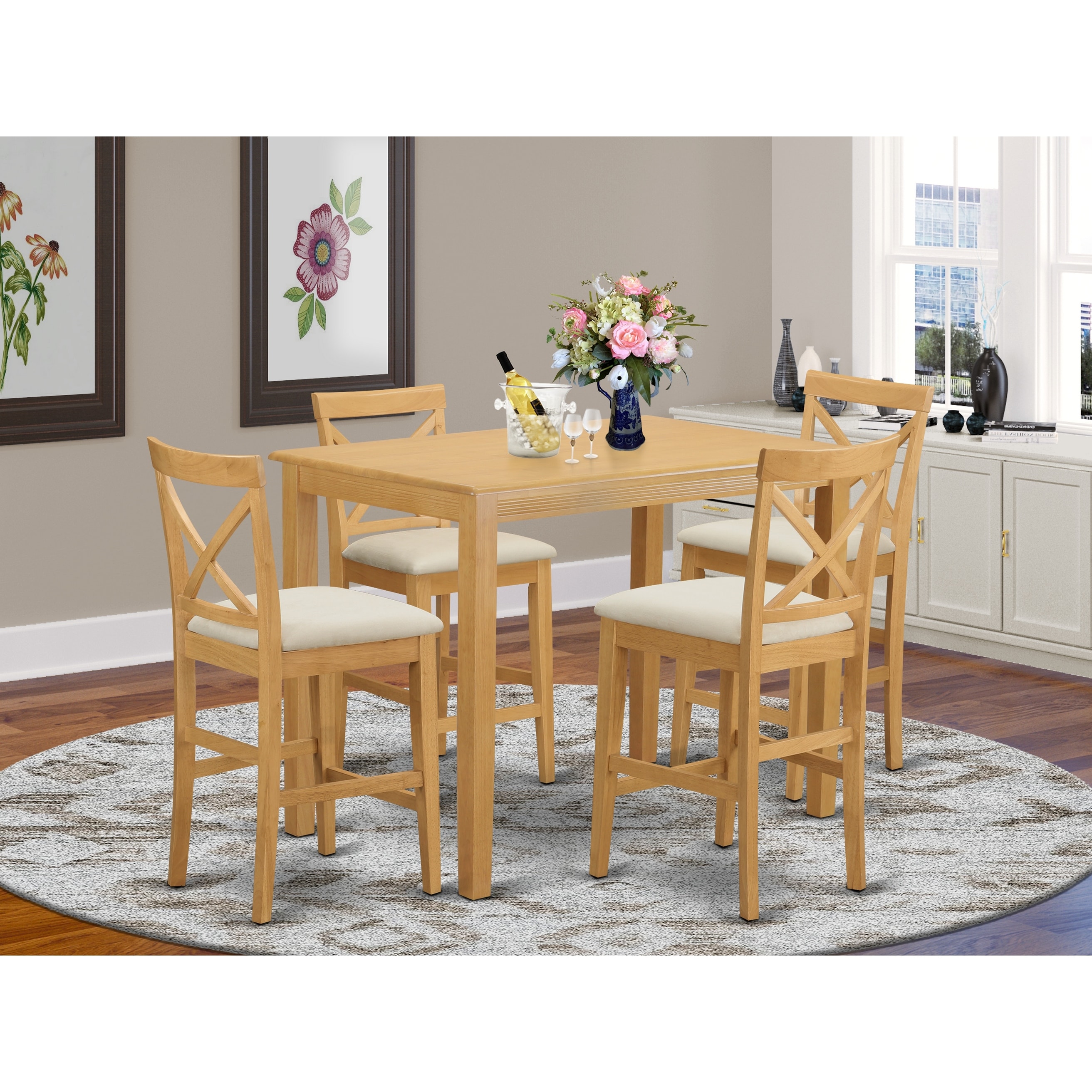 Natural Solid Wood 5 Piece Counter Height Dining Set On Sale Overstock 12063654