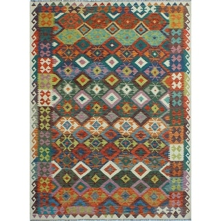 Flatweave Orvyn Green/Red Rug - 6'8