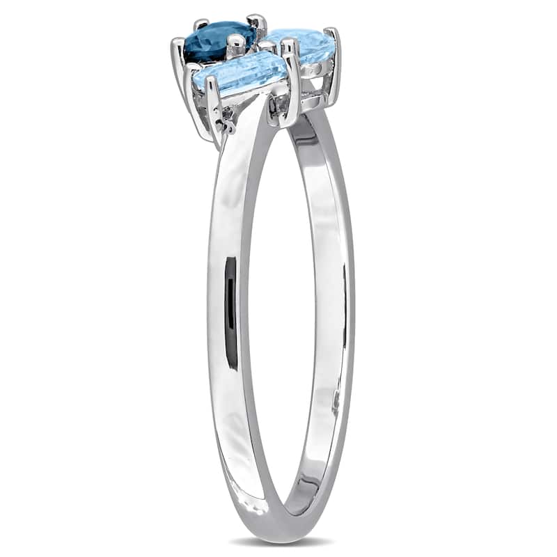 Miadora Multi-Gem Three Stone Cluster Ring Sterling Silver