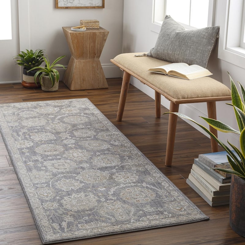 Livabliss Traditional Avant Garde Floral & Botanical Area Rug - 2'7" x 7'3" - Slate