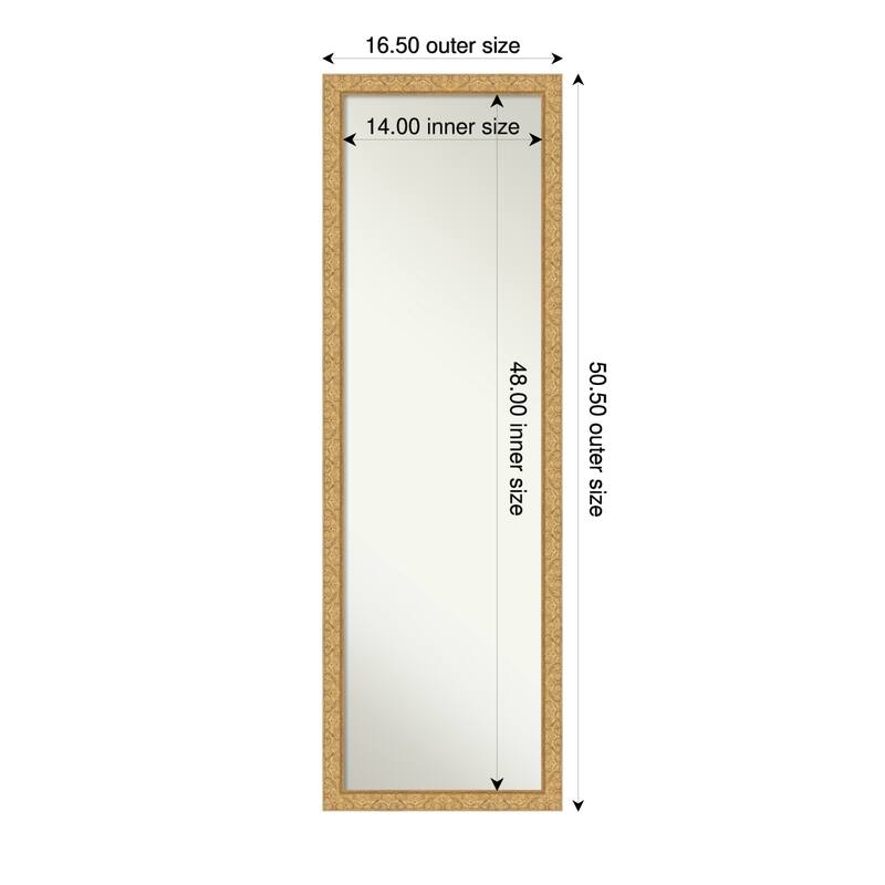 Lila Non-Beveled Wood Framed Full-Length On the Door Mirror - 17 x 51 in - Lila Gold
