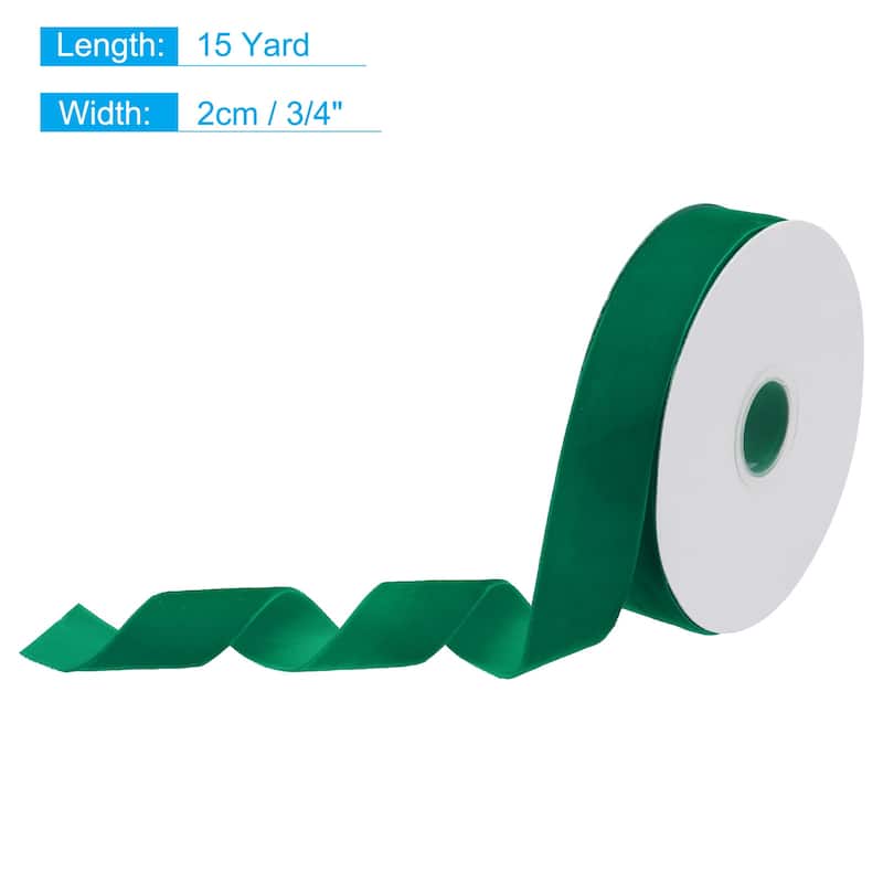 Velvet Ribbon Single Face Spool Silky for Gift Wrapping Bow Decoration - Dark Green - 3/4 Inch x 15 Yard