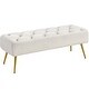 preview thumbnail 5 of 30, Yaheetech Upholstered Footstool Velvet Ottoman Button-Tufted Table Bench - 45"×16"×17" Ivory
