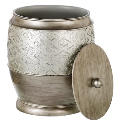 Creative Scents Dublin Brushed Silver Bathroom Trash Can with Lid
