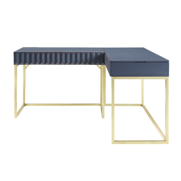 Bird Glam Metal Lift top L Shaped Computer Desk with USBs by Furniture of America On Sale Bed Bath Beyond 34412562