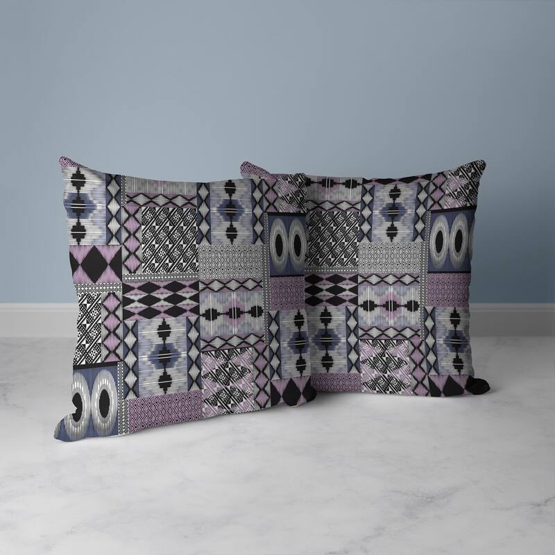 Patched Perfection Faux Suede Reversible Throw Pillow Pink and Blue