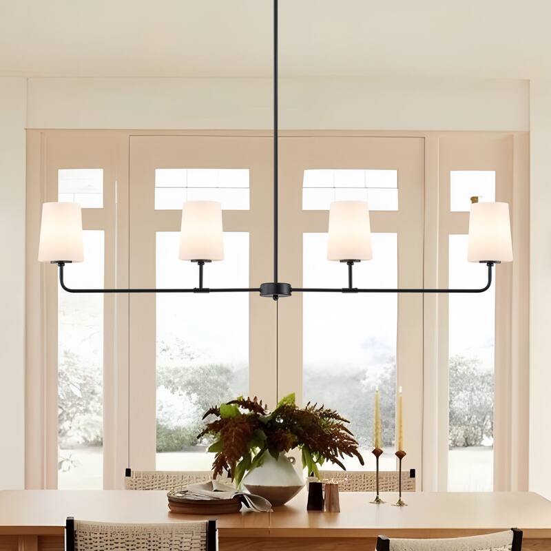 Starsky 4-Light Transitional Linear Pendant Light with Opal Glass Shades