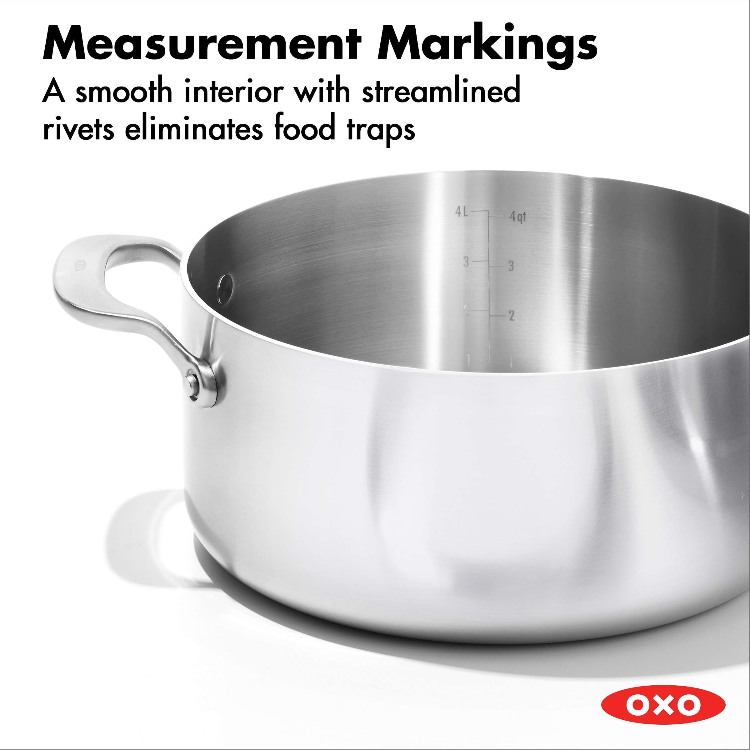 OXO Mira 3-Ply Stainless Steel Cookware Pots and Pans Set, 10