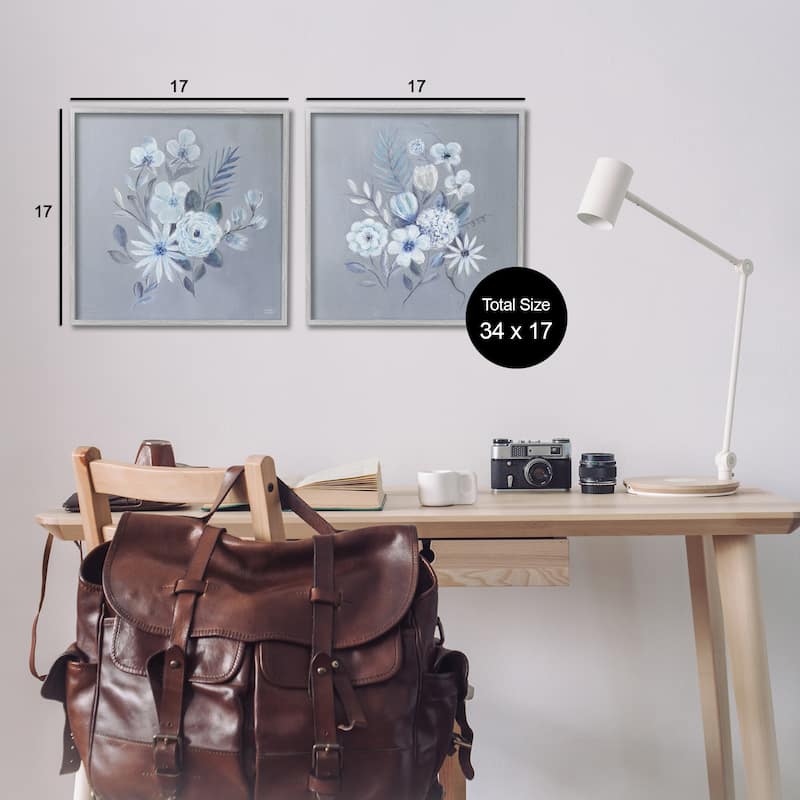 Stupell Delicate Flower Bunches Framed Giclee Art Design By Marilyn Dunlap (Set of 2)