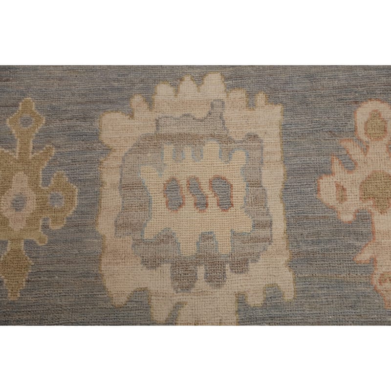 Hand Knotted Oriental 100% Wool Carpet Transitional All-Over Greys & Charcoal Oushak Area Rug - 12' 0'' X 8' 10''