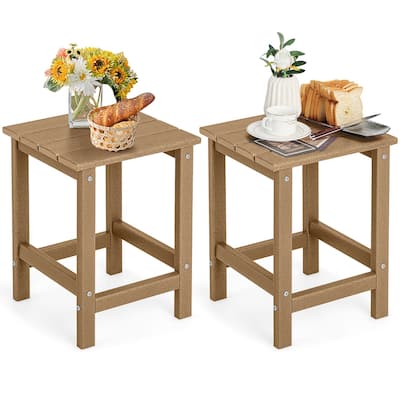Gymax 2PCS 14'' Patio Adirondack Side Table HDPE Square Weather