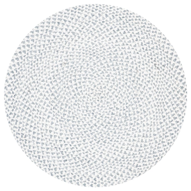 SAFAVIEH, Handmade Handmade Insa Country Geometric Polyester Rug - 3' Round - Silver/Ivory