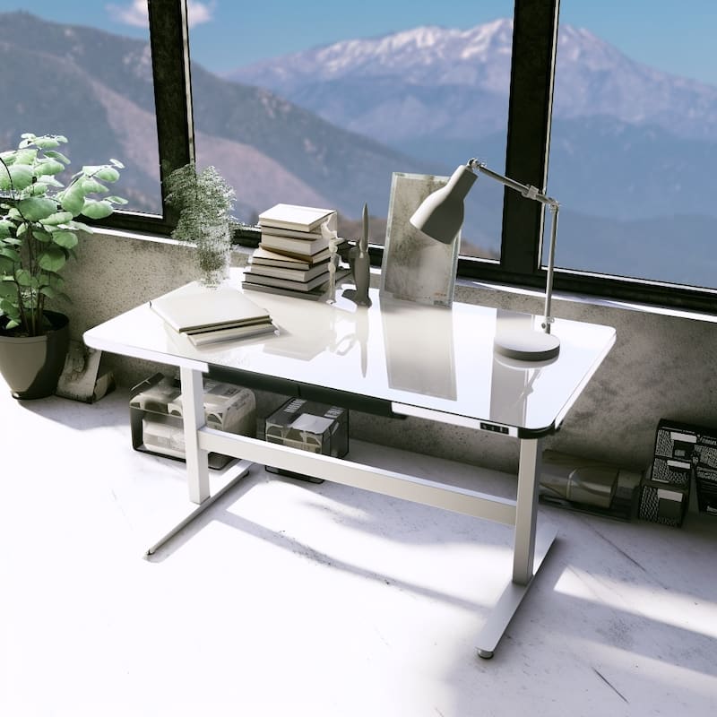 Glasstop Desk white
