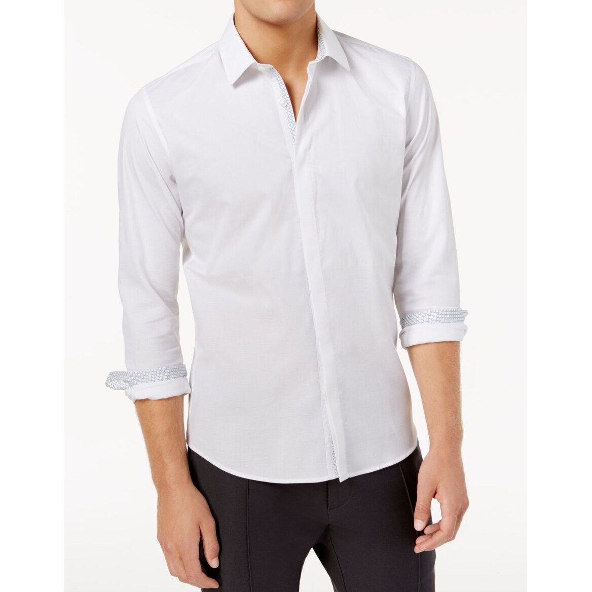 mens white textured dress shirt