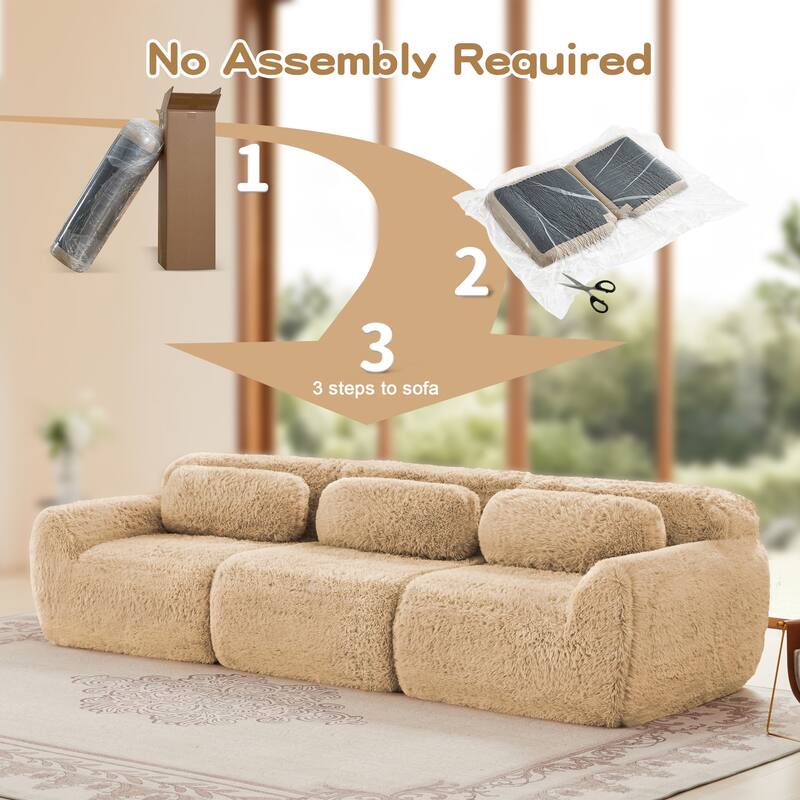 Anmytek 114'' Modern Modular Sectional Sofa - Soft Fluffy Plush Fabric Ergonomic Design Vacuum Compressed