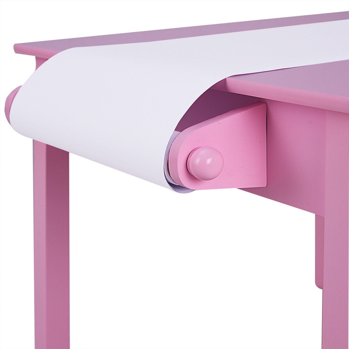 Shop Costway Kids Art Table And 2 Chairs Set With Paper Roll Rack
