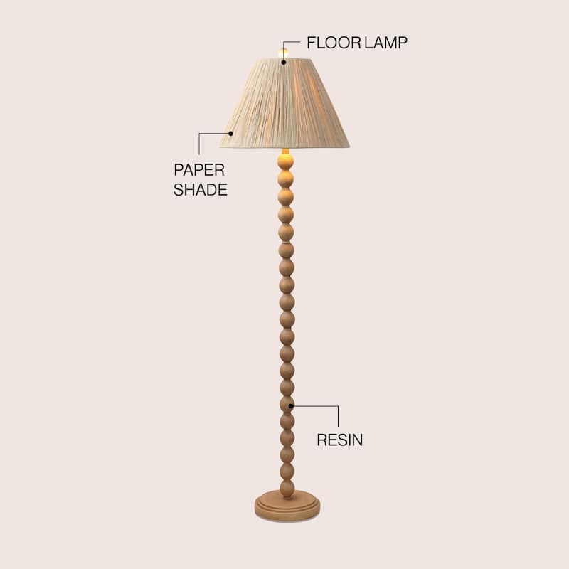 Wren 61.5" Pleated Paper Shade/Resin LED Floor Lamp