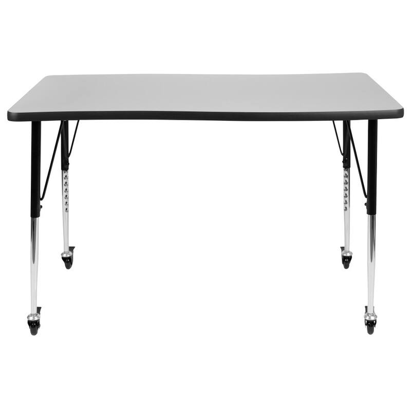 Mobile 28"Wx47.5"L Rectangular Wave Collaborative Grey Adjustable Activity Table