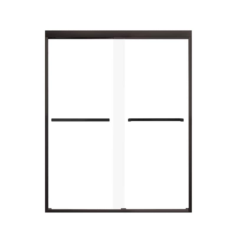 Frederick 59 in. W x 76 in. H Sliding Semi-Frameless Shower Door in Brushed Nickel with Clear Glass - 60 x 76 - 60 x 76
