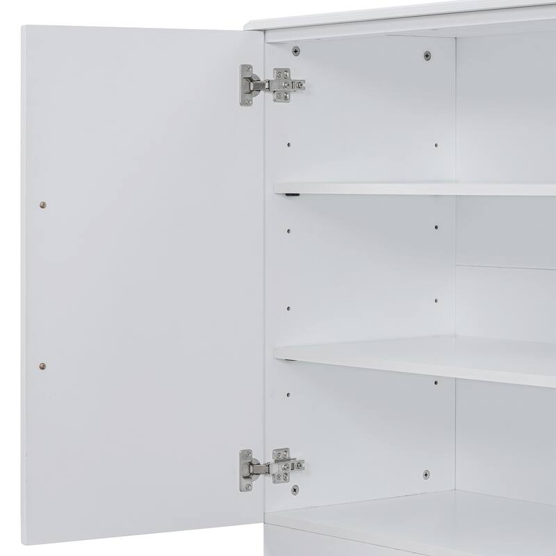 Sideboard with 4 Doors Large Storage Space Buffet Cabinet with Adjustable Shelves and Silver Handles for Kitchen, Dining Room