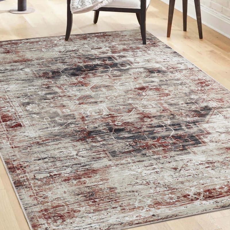 Superior Canary Medallion Washable Indoor Area Rug