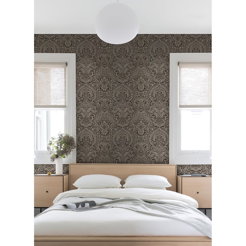 Damask Dole Artemis Silver Floral Damask 33 feet long X 20.9 inch wide Wallpaper Roll