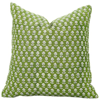Linen Farmhouse Block print pillow Cover - Tarangini