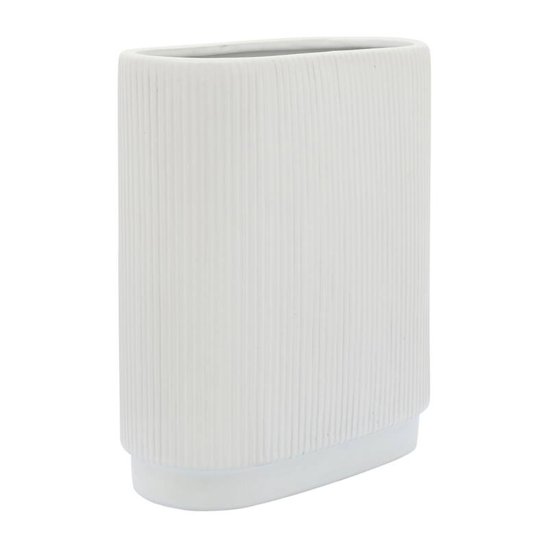 Sagebrook Home's Ceramic Vase - Elegant Centerpiece, Perfect for Modern Living Spaces - White - 10" x 5" x 12"