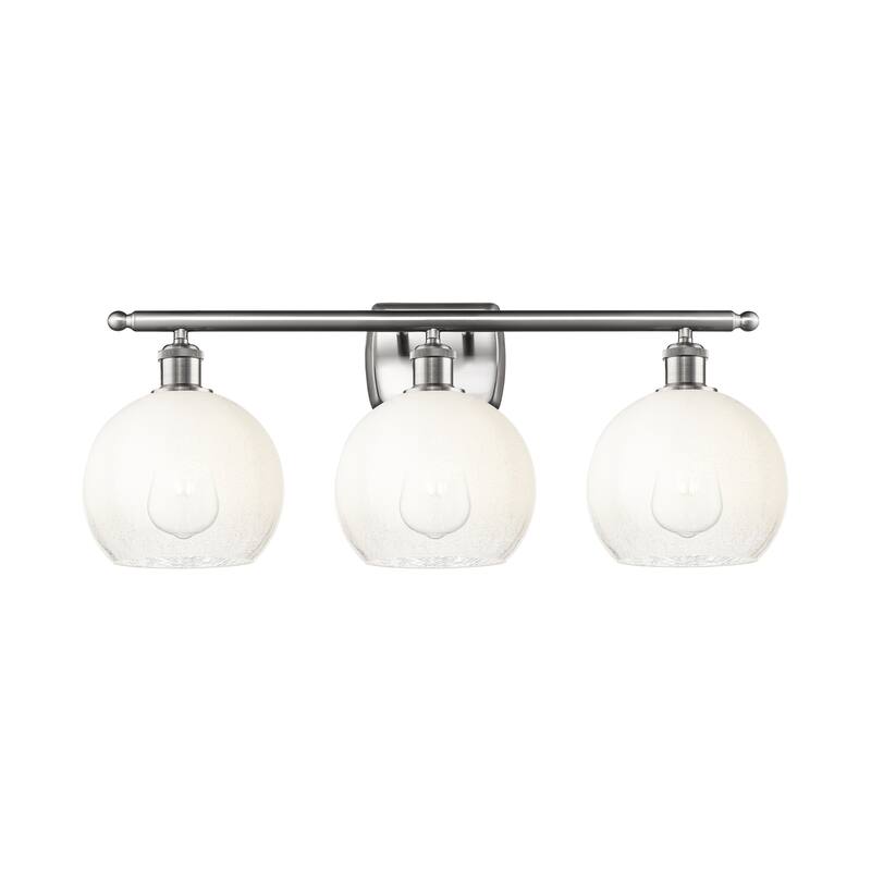 Innovations Lighting Endless Possibilities Ballston - Brookhaven Globe - 3 Light 28" Bath Vanity Light - Brushed Satin Nickel/Opal
