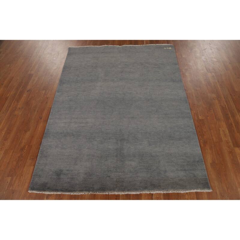 Gray Gabbeh Modern Area Rug Handmade Wool Carpet - 4'9" x 6'4"