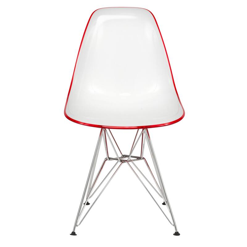 LeisureMod Cresco Molded 2-Tone Eiffel Side Chair - White Blue - 17"L x 18.4"W x 32"H