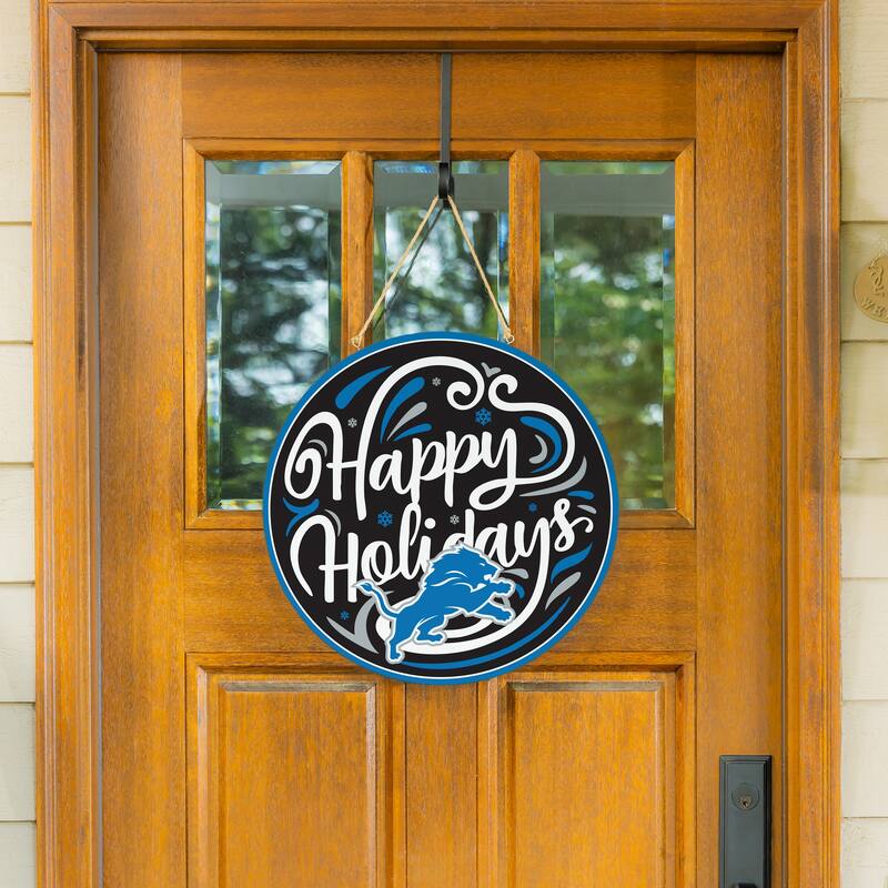 Detroit Lions 18" x 18" Happy Holidays Door Décor Wall Sign - 18" x 18"