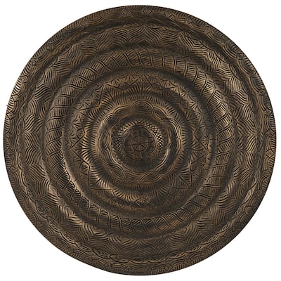 Wooden Floral Carved Wall Decor with Scroll and Leaf Details - Bronze - Roche River Decor