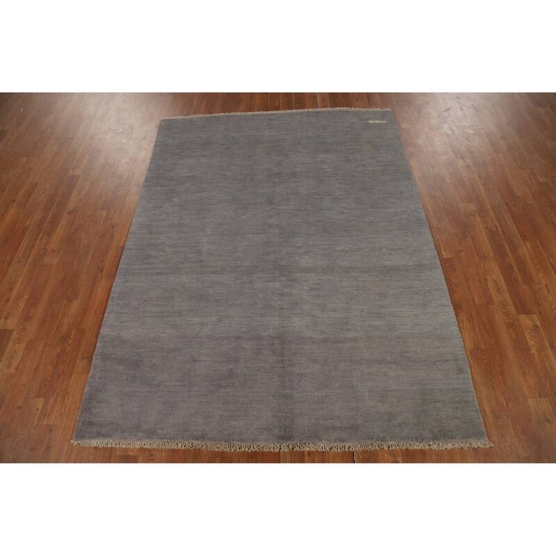 Modern Gray Gabbeh Oriental Rug Handmade Contemporary Wool Carpet - 4'11" x 6'6"