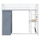 preview thumbnail 50 of 78, Full Size Metal Loft Bed with Workstation Desk, Built-In Shelves, LED Light Strip, Power Outlet & Hanging Wardrobe Storage
