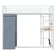 preview thumbnail 33 of 34, Metal Loft Bed Frame with Desk, Shelves, Power Outlet, LED Light and Fabric Wardrobe, Metal Slat Support