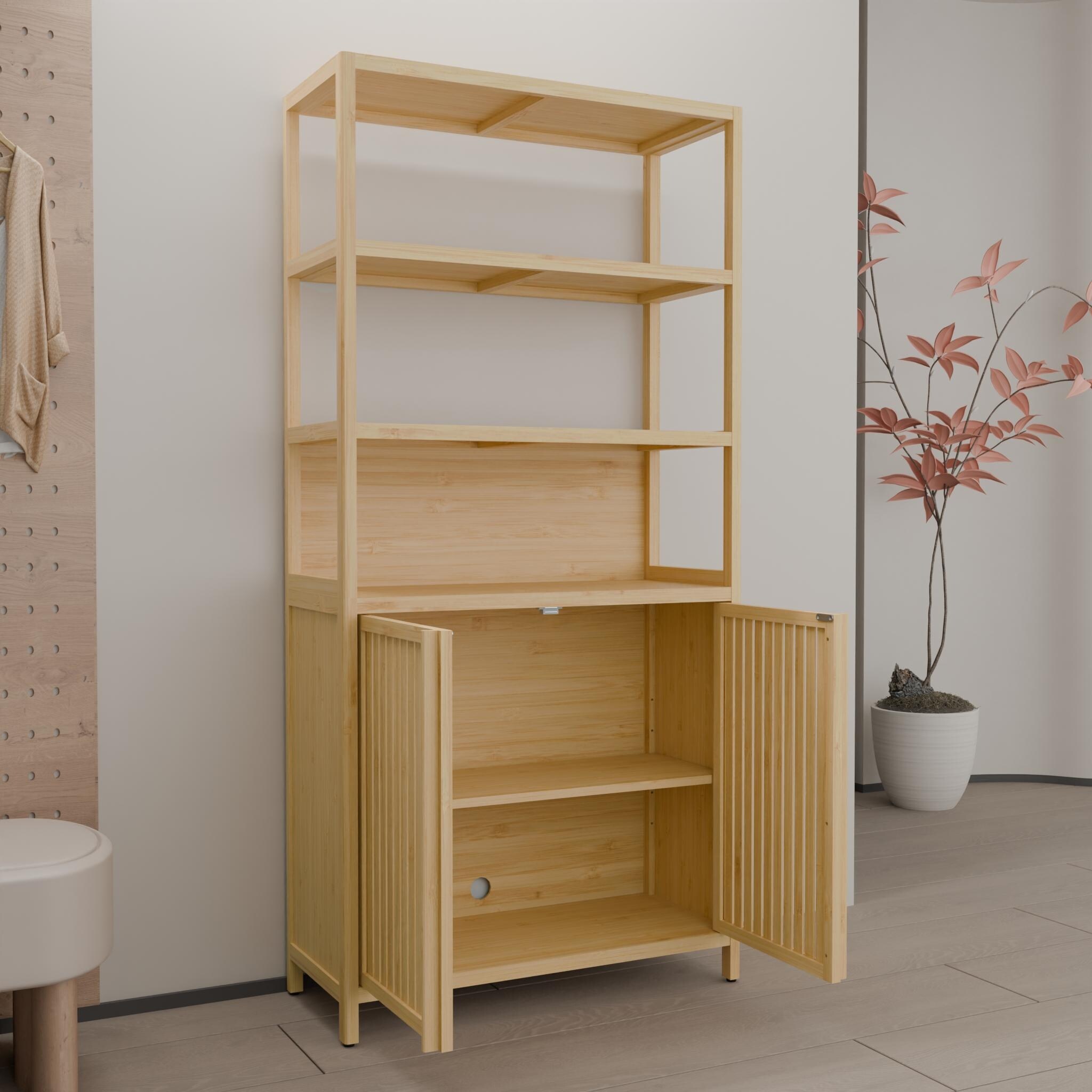GDFStudio - Freestanding 64.77'' Bamboo Linen Tower Organizer GDFStudio - Freestanding 64.77'' Bamboo Linen Tower Organizer
