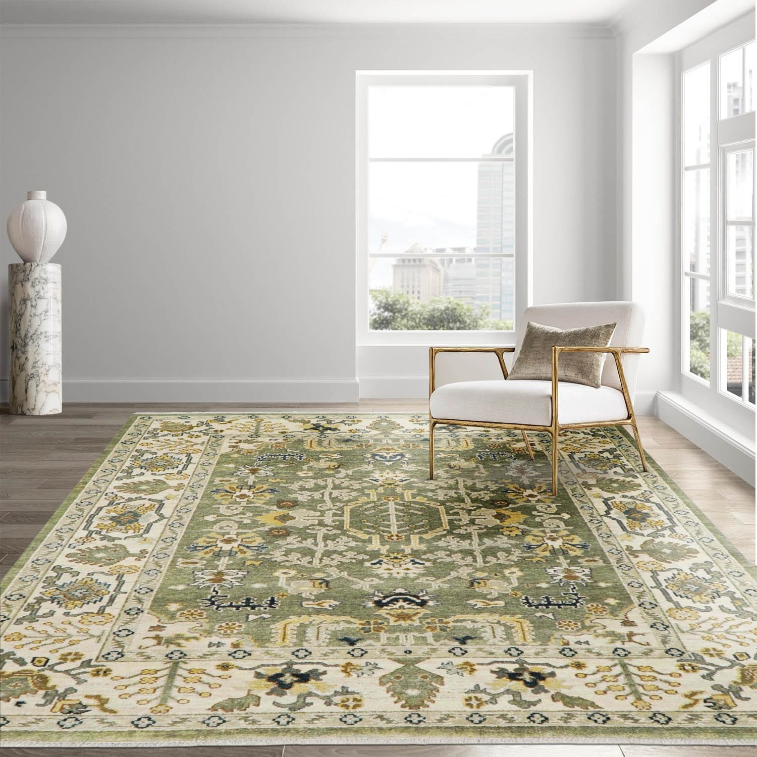 Sage Traditional Oushak Wool Rug 8x10 Hand Knotted by LoomBloom