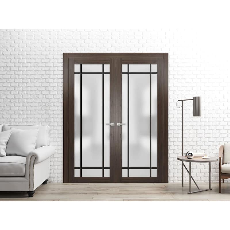 Solid French Double Doors 36 x 80 Planum 2112 Chocolate Ash