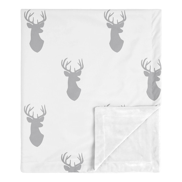 Grey Deer Collection Boy Baby Receiving Security Swaddle Blanket - Gray and White Woodland Forest Animal Stag Antler. Opens flyout.