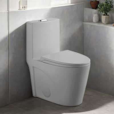 One-Piece Dual Flush Toilet 1.6/1.1GPF, Elongated ADA, 12" S-Trap Grey