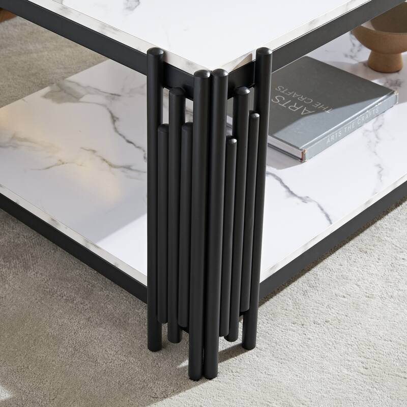 Rectangle End Table Coffee Table with Shelf Center Table