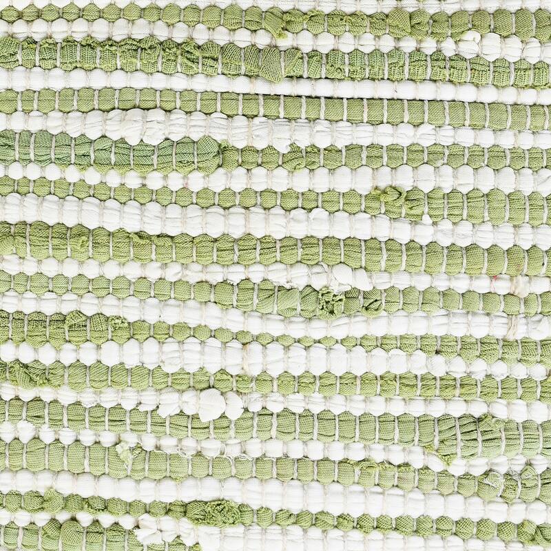 Handwoven Square Throw Pillow Cover with Flanged Border - 20" - Green and White