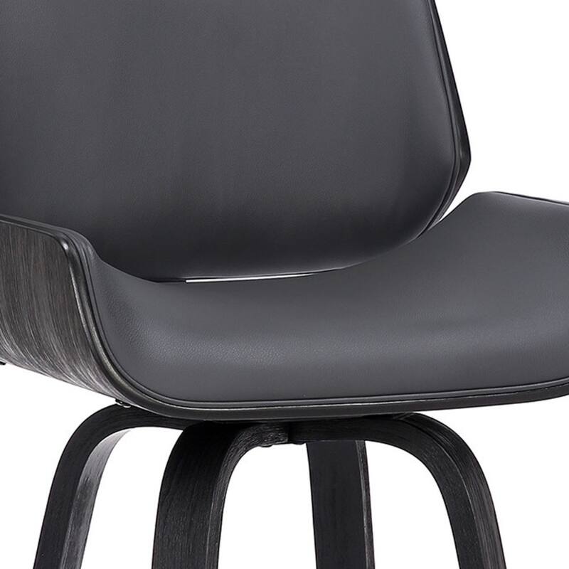 Faux Leather Swivel Counter Stool with Wood Frame and Low Back