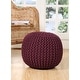 preview thumbnail 47 of 49, AANNY Designs Lychee Knitted Cotton Round Pouf Ottoman Maroon