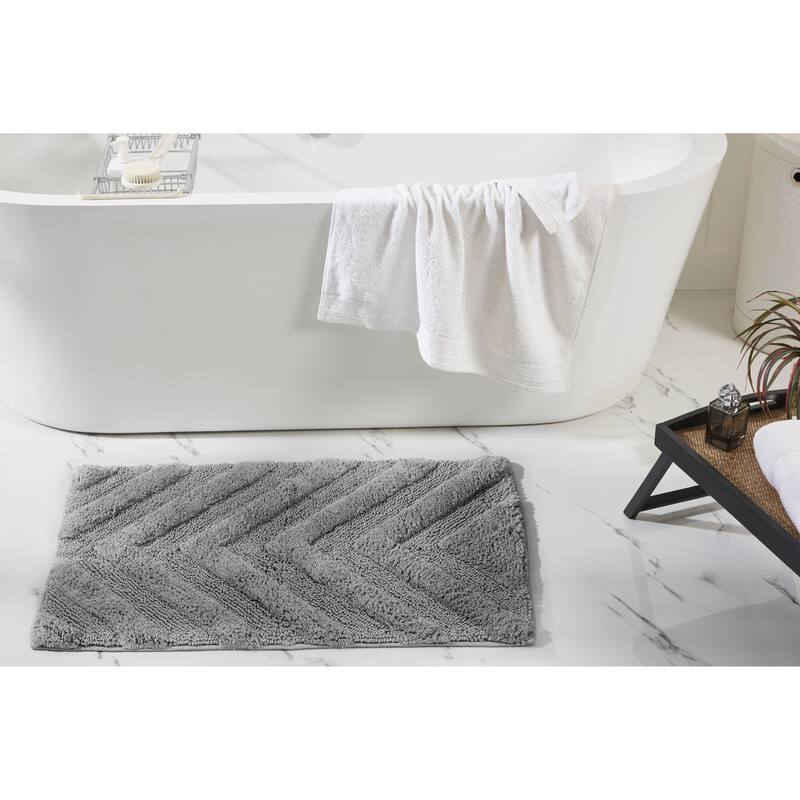 Better Trends Bathroom Rug Set 100% Cotton Tufted Water Absorbent Bath Rug for Shower, Sink Mats Machine Wash Hugo Collection