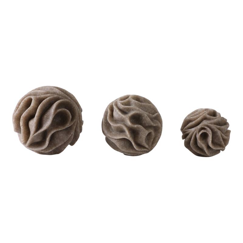 Modern Polyresin Decorative Orbs with Sculpted Detailing (Set of 3) - 6" x 6" x 6"